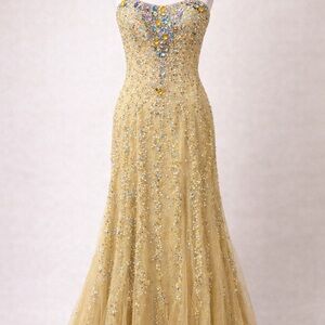 Alfred Angelo Glittering Gold Prom Gown